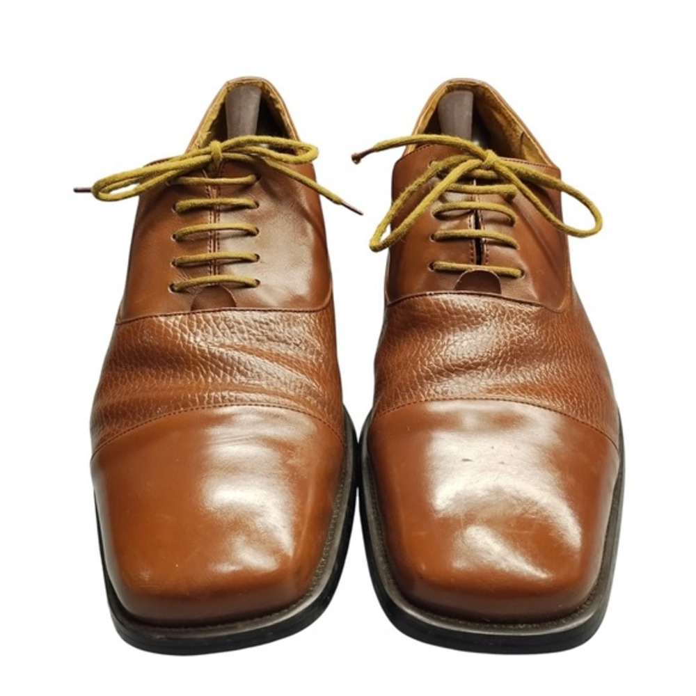 Brunni Selvatore Oxford Shoes Mens US Size 9.5E Brown Leather Square Toe Lace Up